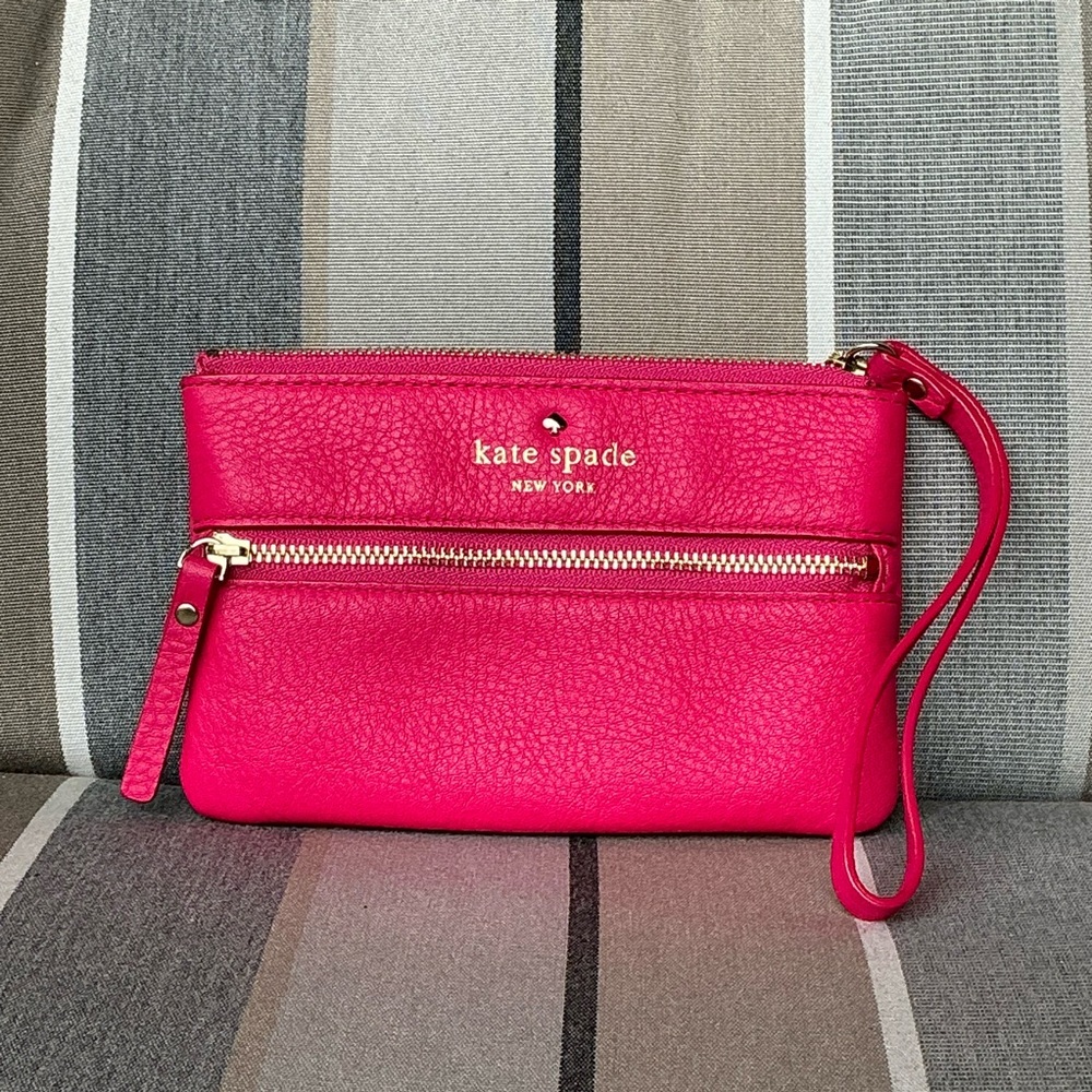 Kate Spade New York Cobble Hill Pebble Leather Wristlet Hot Pink